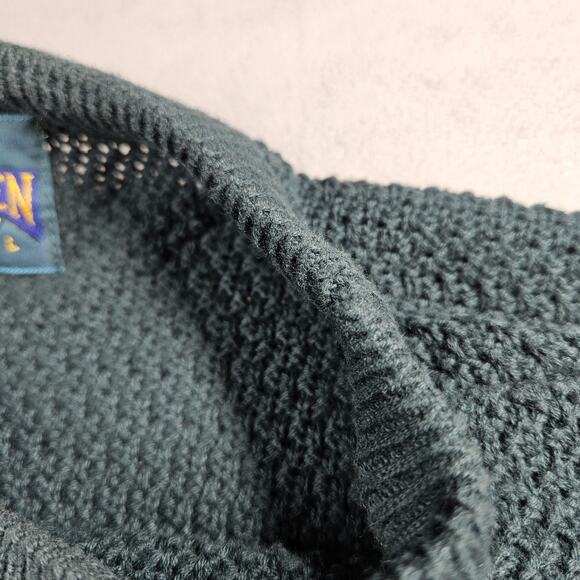 Vtg Jantzen Sweater Mens Large Green Black Colorblock Pullover Holiday USA - Picture 6 of 15